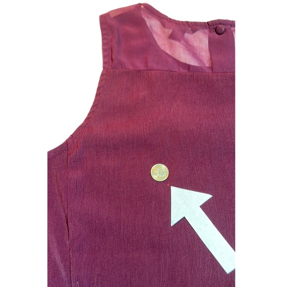 American Eagle Maroon Embroidered Pleated Sleeveless Top Size Small - Picture 3 of 10
